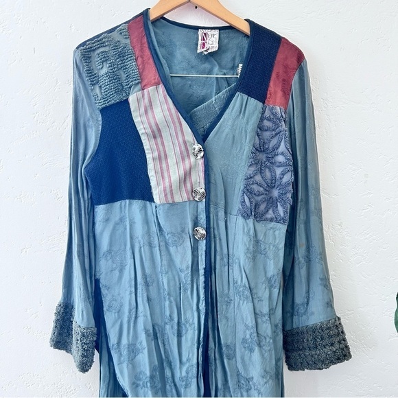 NEIL & DAVID Vintage Lagenlook Mixed Media Patchwork Top Maxi Skirt Set Size S/M - Picture 3 of 15